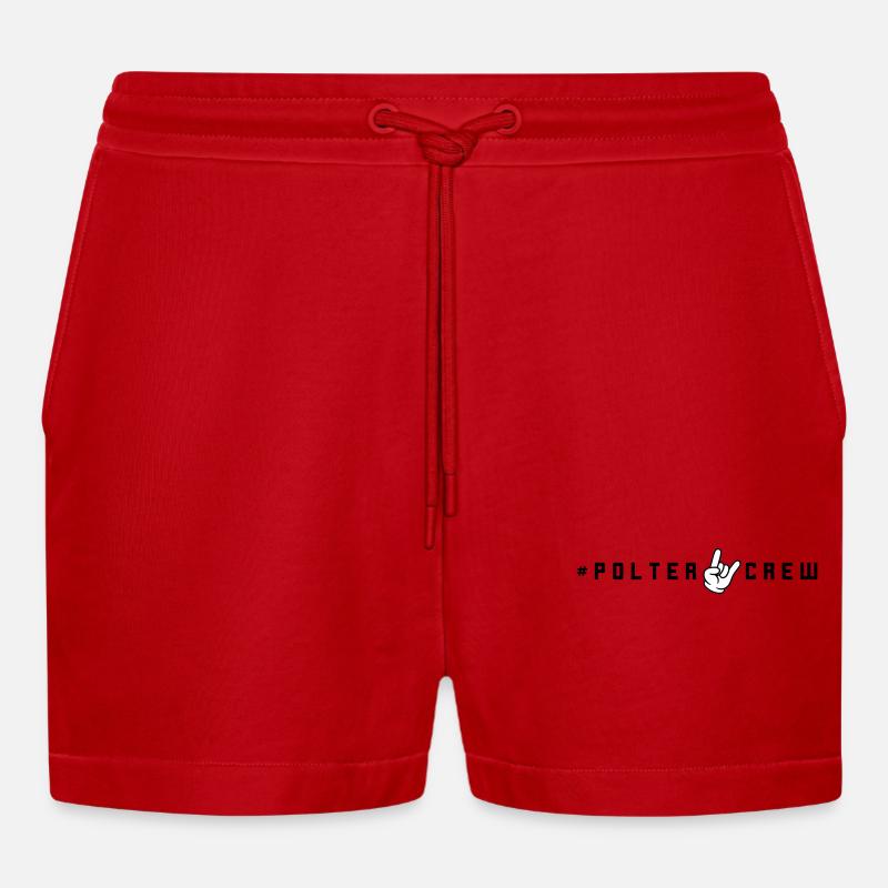 Polter Crew Polterabend - Organic Relaxed Cropped Shorts Made in EU - Rot