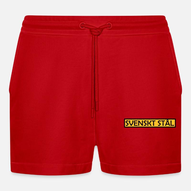Schwedischer Stahl - Organic Relaxed Cropped Shorts Made in EU - Rot