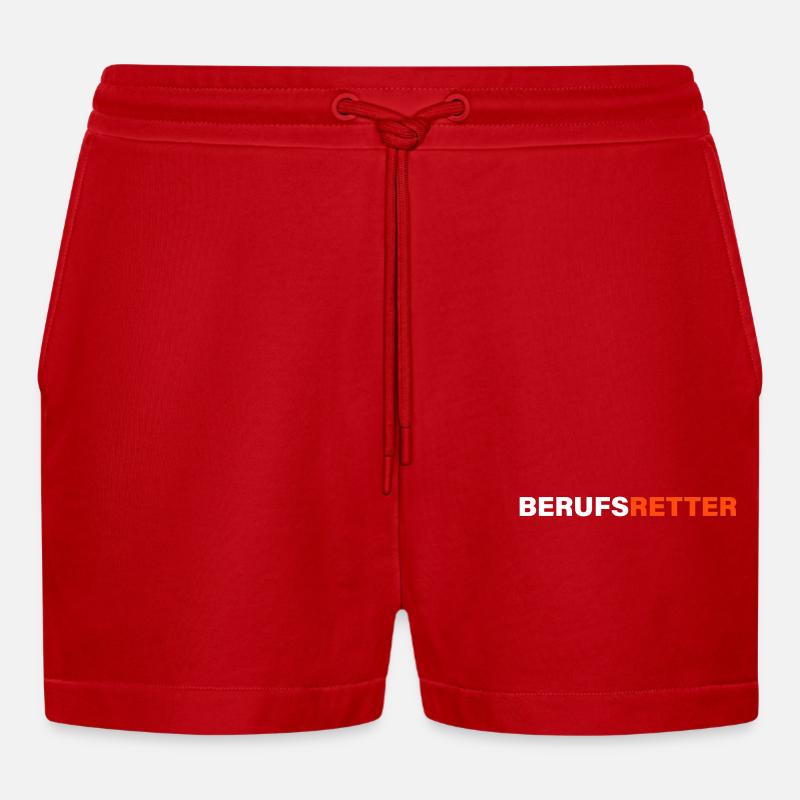Berufsretter - Organic Relaxed Cropped Shorts Made in EU - Rot