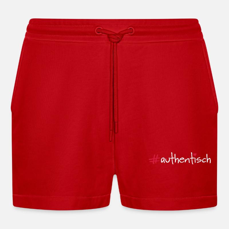 authentisch - Organic Relaxed Cropped Shorts Made in EU - Rot