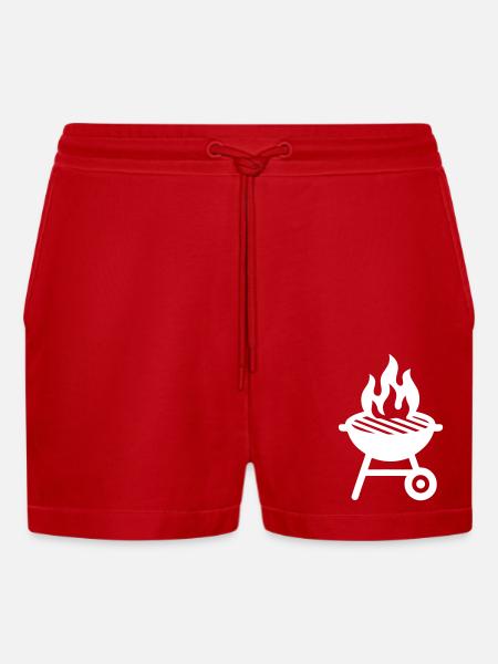 Grill Icon - Organic Relaxed Cropped Shorts Made in EU - red
