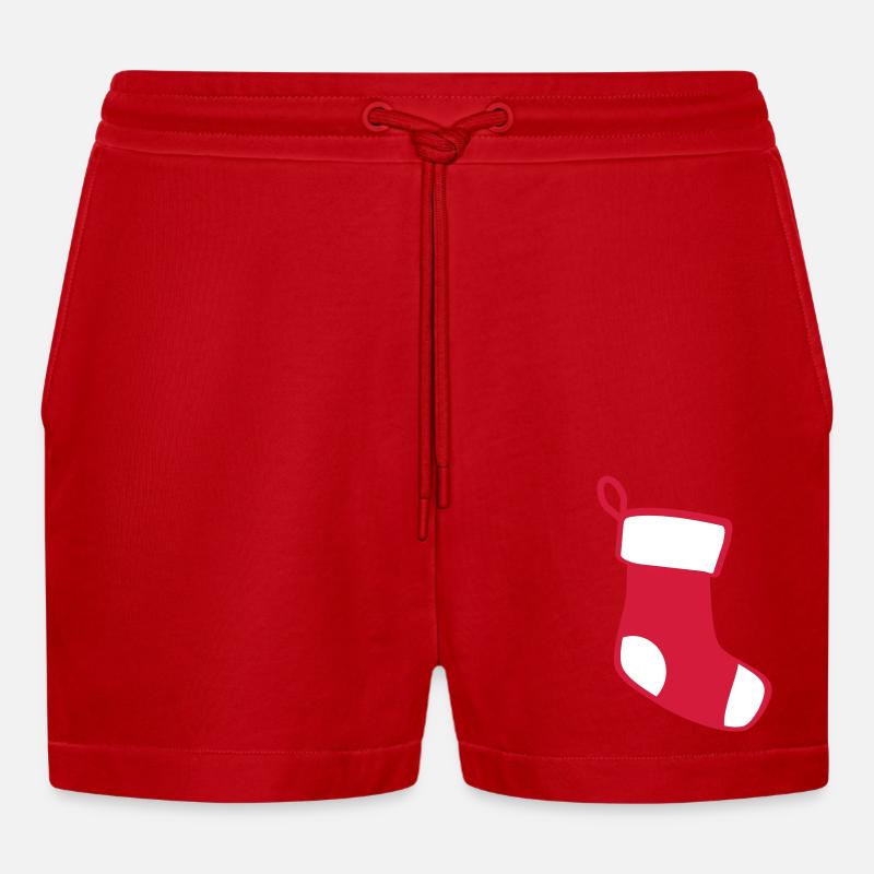 Weihnachtsstrumpf - Organic Relaxed Cropped Shorts Made in EU - Rot