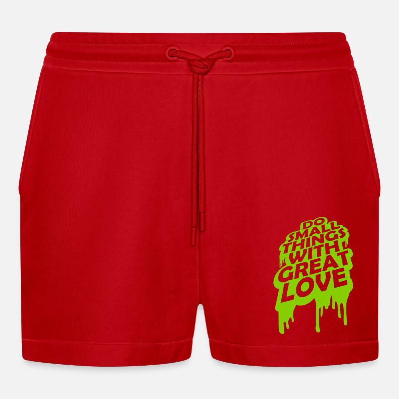 Zitat do small things - Organic Relaxed Cropped Shorts Made in EU - Rot