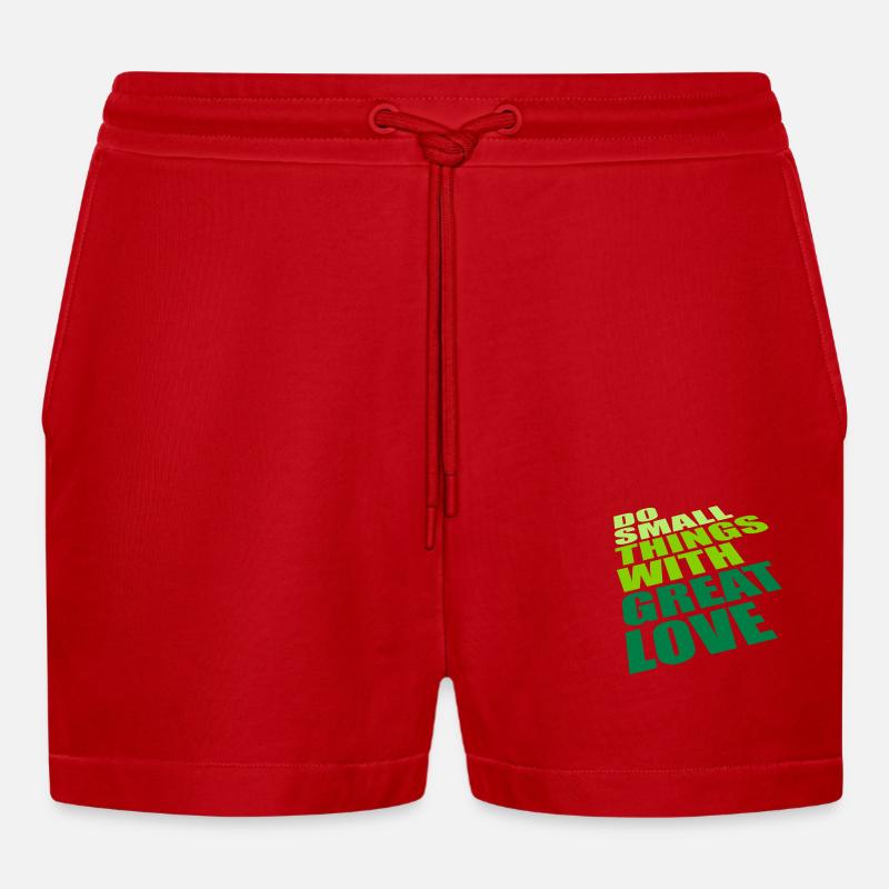 Zitat do small things - Organic Relaxed Cropped Shorts Made in EU - Rot