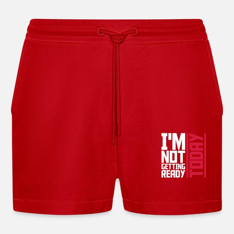 not getting ready today - Organic Relaxed Cropped Shorts Made in EU - red