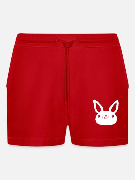 Dear kawaii Face - Organic Relaxed Cropped Shorts Made in EU - red