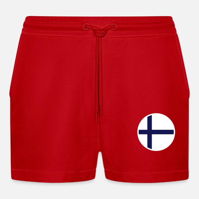 Drapeau de la Finlande Drapeau - Short bio décontracté court fabriqué en UE - rouge