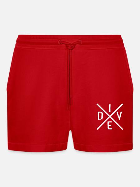 dive - Organic Relaxed Cropped Shorts Made in EU - red