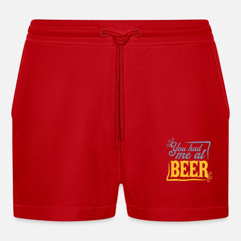 La bière dit persuadée - Short bio décontracté court fabriqué en UE - rouge