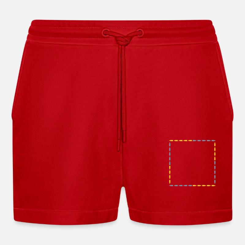 Beer Shield Square - Organic Relaxed Cropped Shorts Made in EU - red