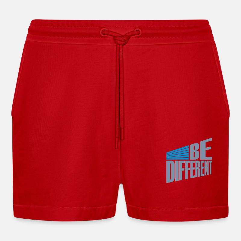 Be different Logo Design - Organic Relaxed Cropped Shorts Made in EU - red
