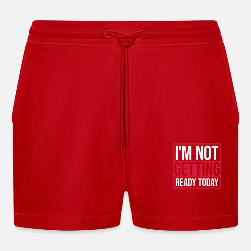 not getting ready today - Organic Relaxed Cropped Shorts Made in EU - red