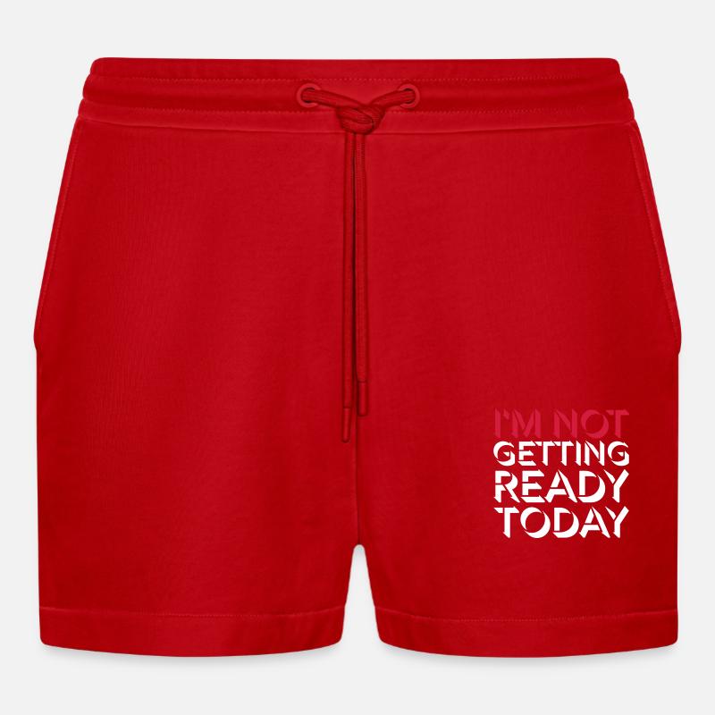 not getting ready today - Organic Relaxed Cropped Shorts Made in EU - red