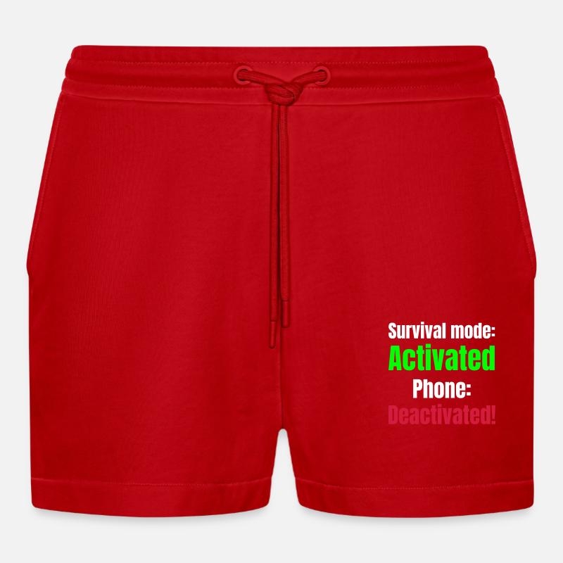 Survival mode acktivated phone deactivated! - Organic Relaxed Cropped Shorts Made in EU - Rot