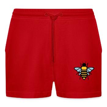 Biene - Organic Relaxed Cropped Shorts Made in EU - Rot - Vorne