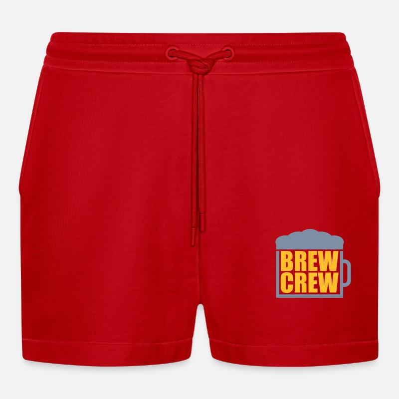 Bierglas Spruch Brew Crew - Organic Relaxed Cropped Shorts Made in EU - Rot