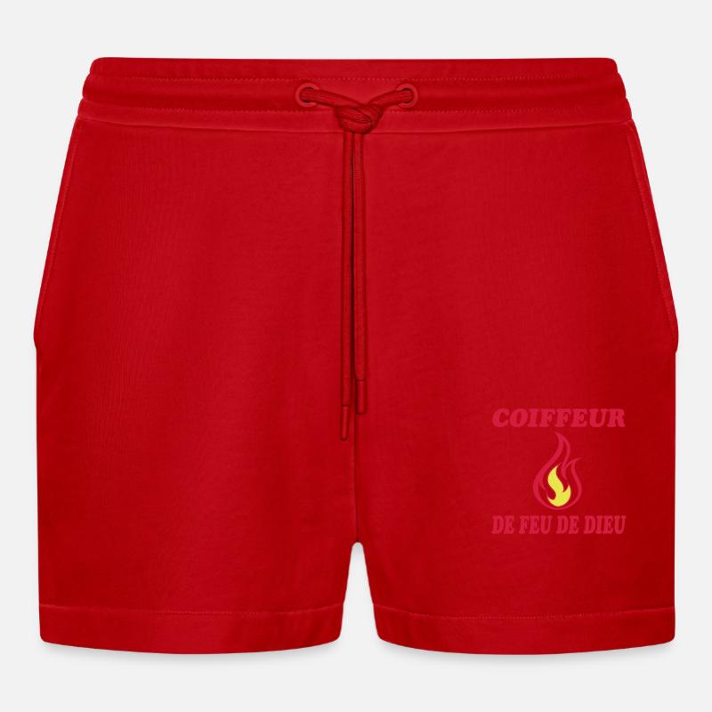 FRISEUR DES FEUERS GOTTES - Organic Relaxed Cropped Shorts Made in EU - Rot