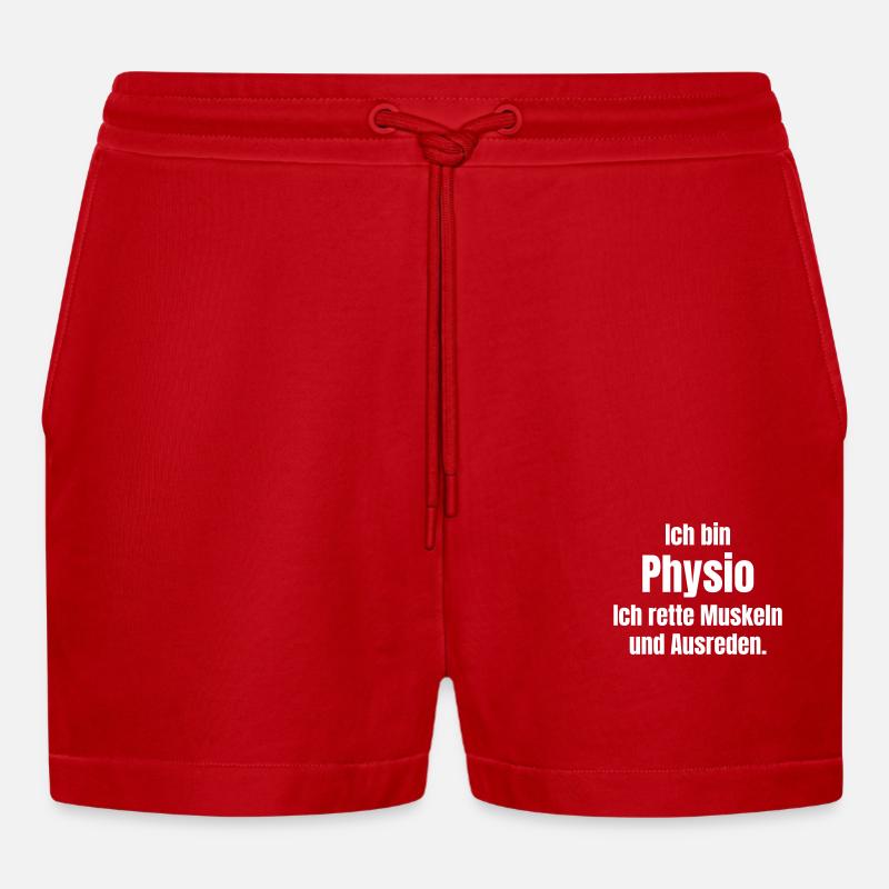 Physiotherapeut - Organic Relaxed Cropped Shorts Made in EU - Rot