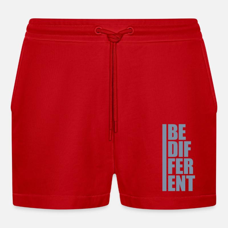 Be different Logo Design - Organic Relaxed Cropped Shorts Made in EU - Rot