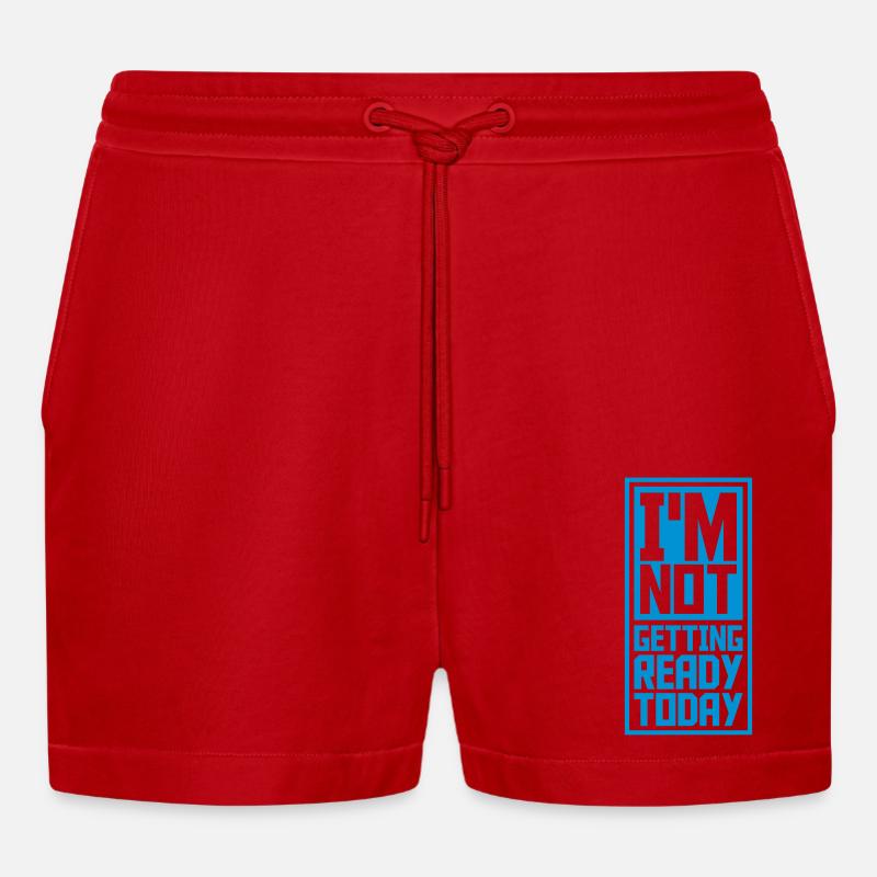 not getting ready today - Organic Relaxed Cropped Shorts Made in EU - red