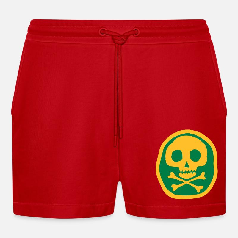 Schädel & Knochen - Organic Relaxed Cropped Shorts Made in EU - Rot