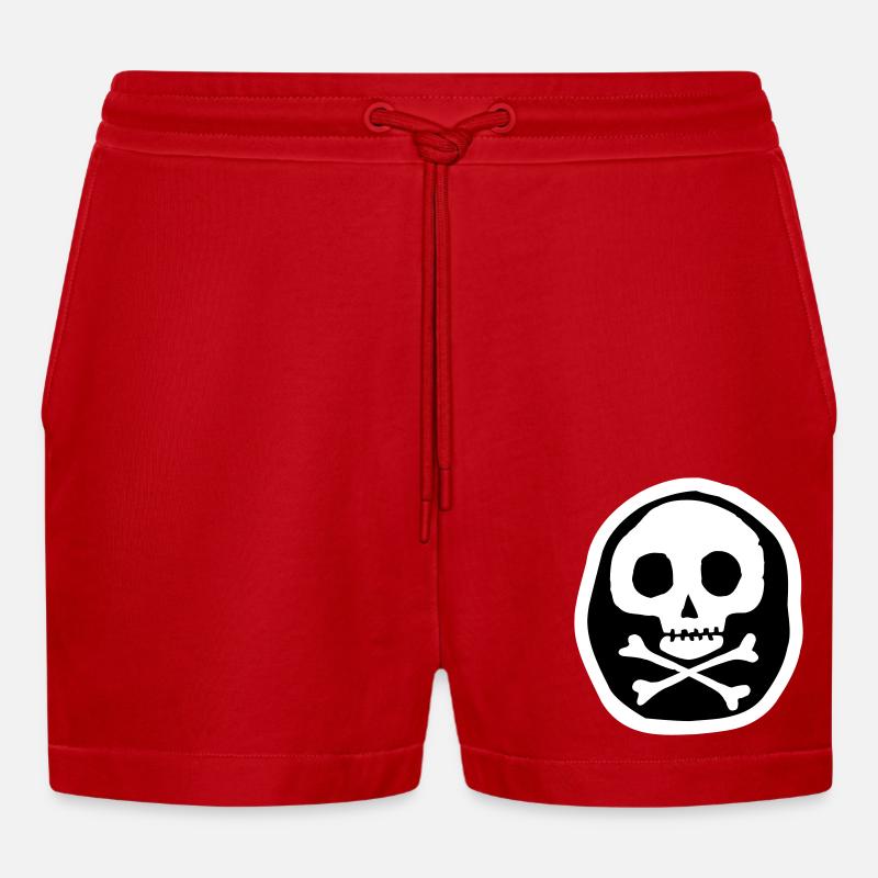 Schädel & Knochen - Organic Relaxed Cropped Shorts Made in EU - Rot
