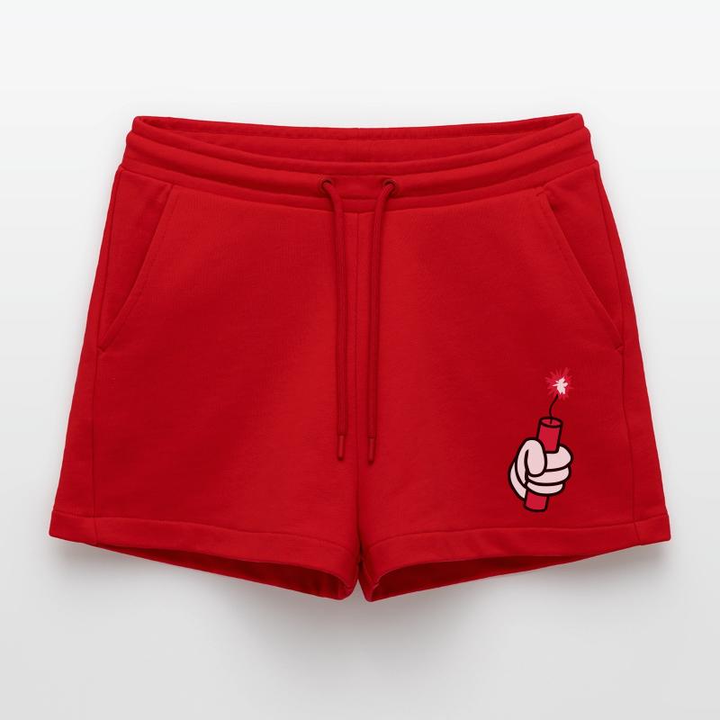 hand held tnt dynamite explode ex Organic Relaxed Cropped Shorts Made in EU