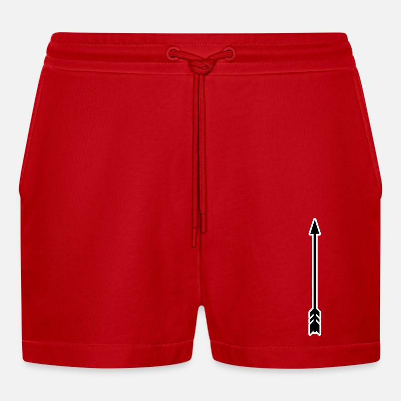 Arrow with Frame Vector - Organic Relaxed Cropped Shorts Made in EU - red