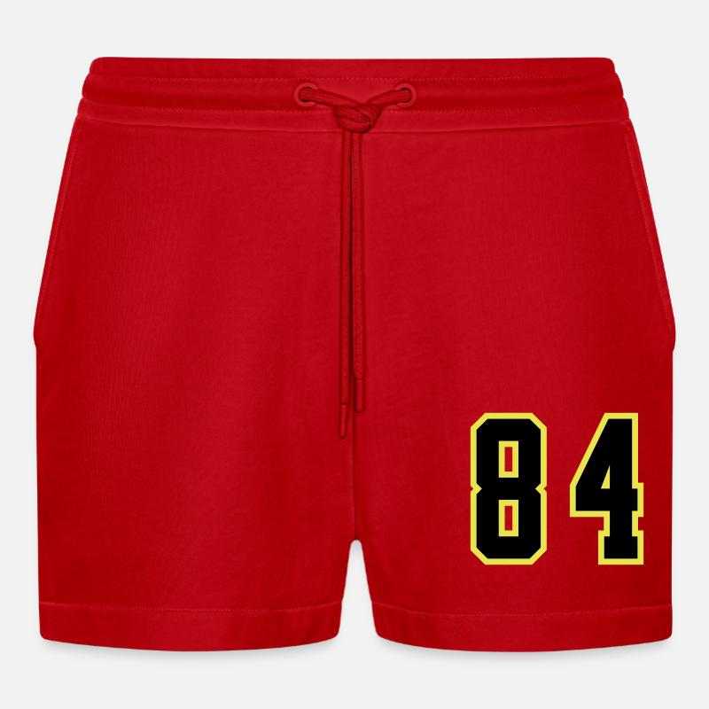 Maillot à numéros 84 - Short bio décontracté court fabriqué en UE - rouge