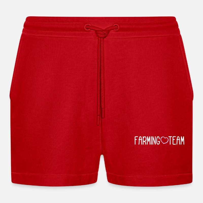 Farming Team - Organic Relaxed Cropped Shorts Made in EU - red
