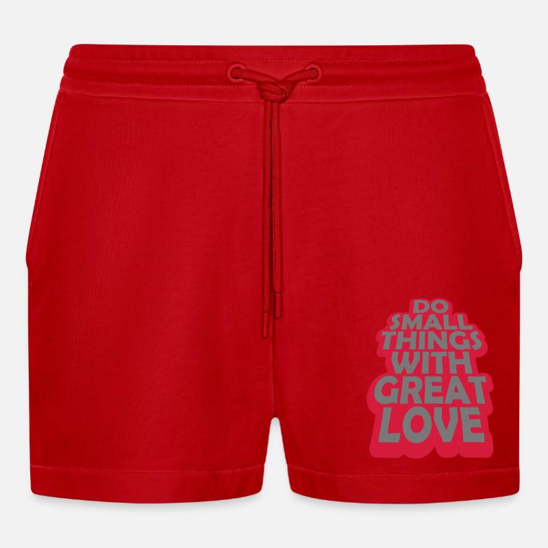 Zitat do small things - Organic Relaxed Cropped Shorts Made in EU - Rot