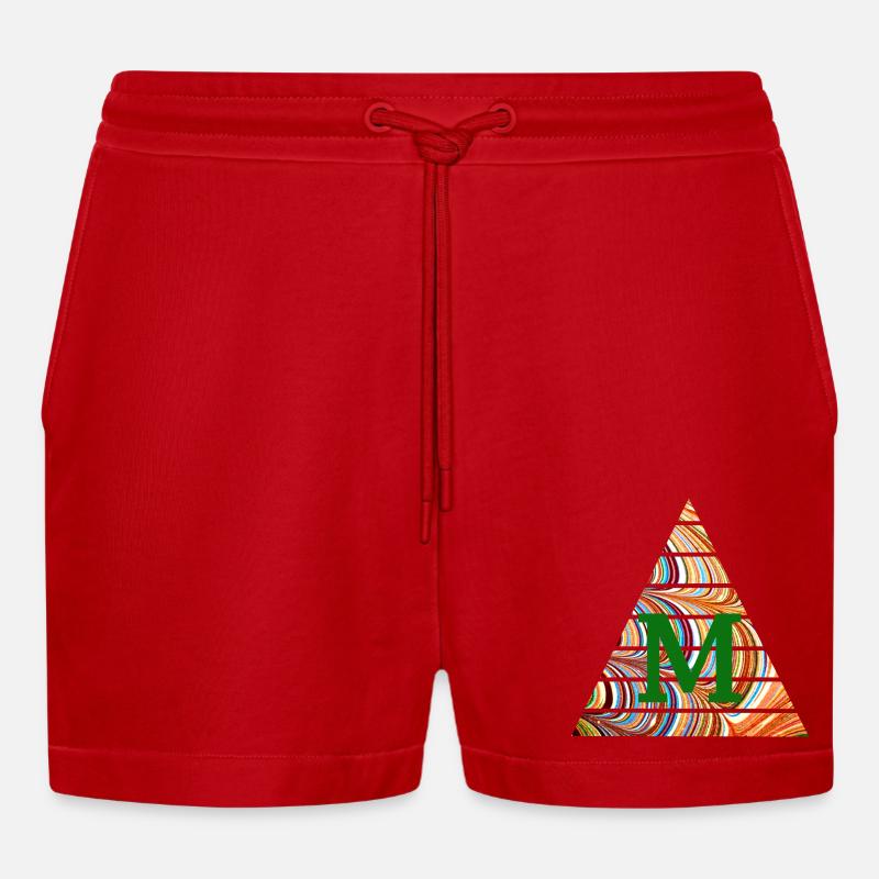 Dreieck E 56 m - Organic Relaxed Cropped Shorts Made in EU - red