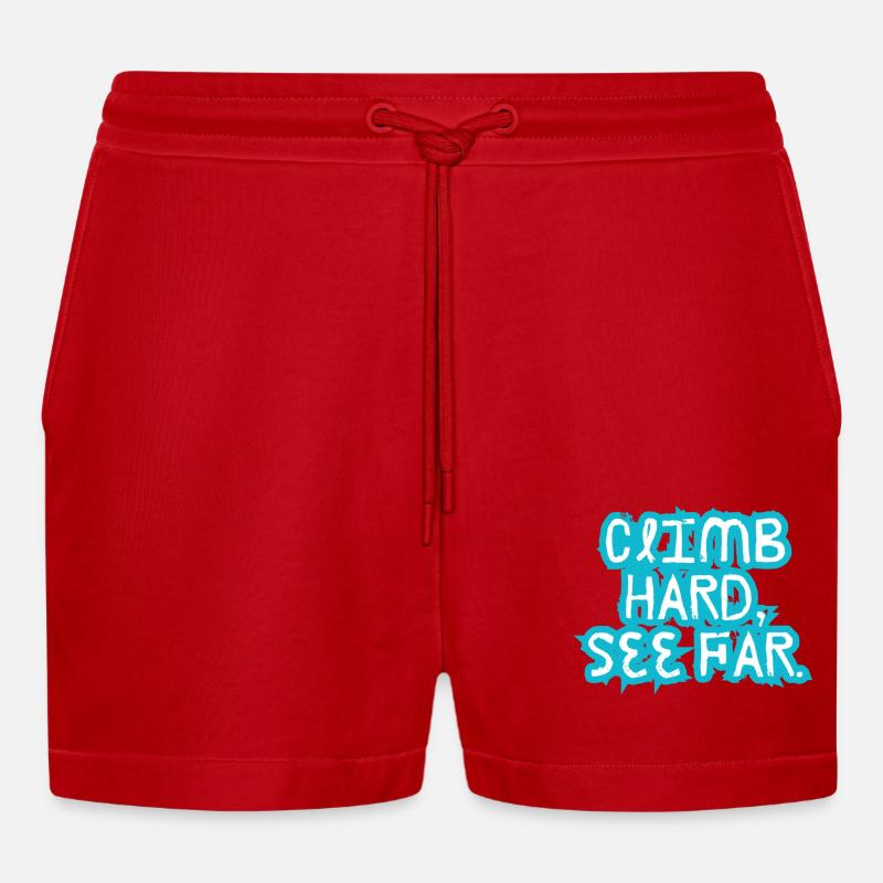 Hart klettern, weit sehen. - Organic Relaxed Cropped Shorts Made in EU - Rot
