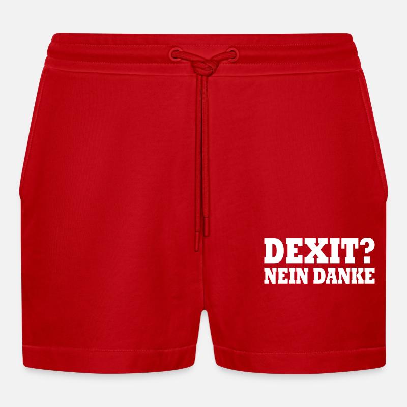 Dexit nein danke - Organic Relaxed Cropped Shorts Made in EU - Rot