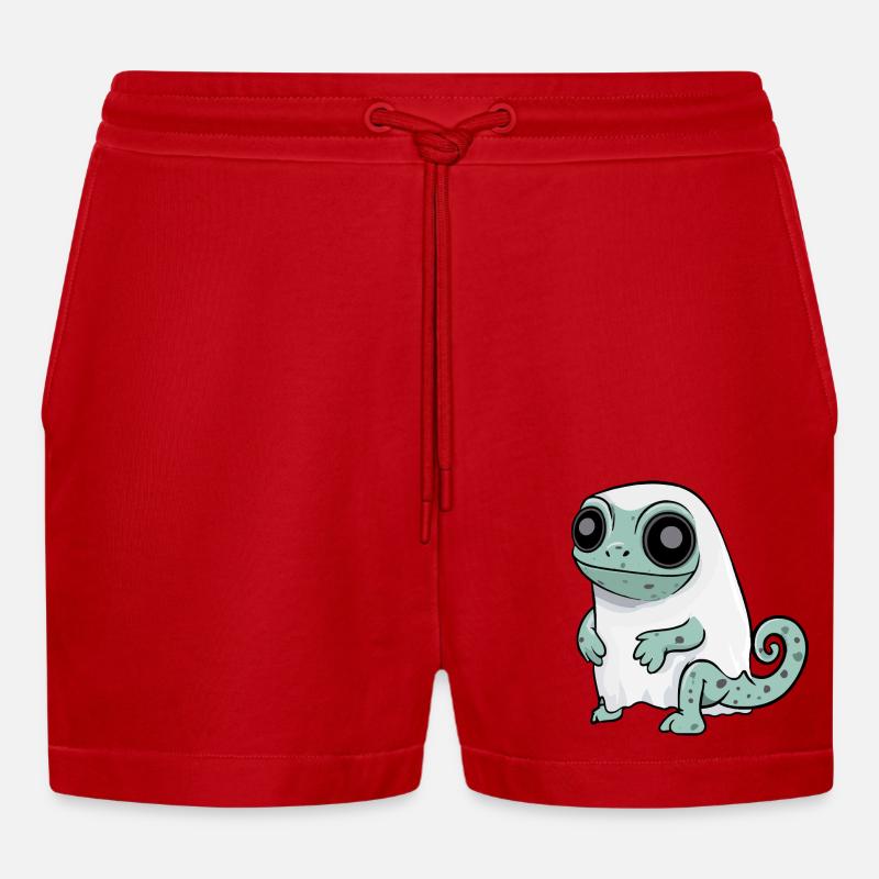 Chameleon Halloween Comic Geist - Organic Relaxed Cropped Shorts Made in EU - Rot