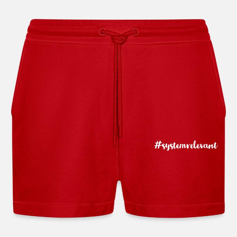 ich bin Systemrelevant - Organic Relaxed Cropped Shorts Made in EU - Rot