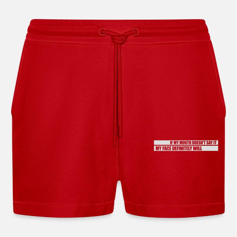 my face definitely will - Organic Relaxed Cropped Shorts Made in EU - red