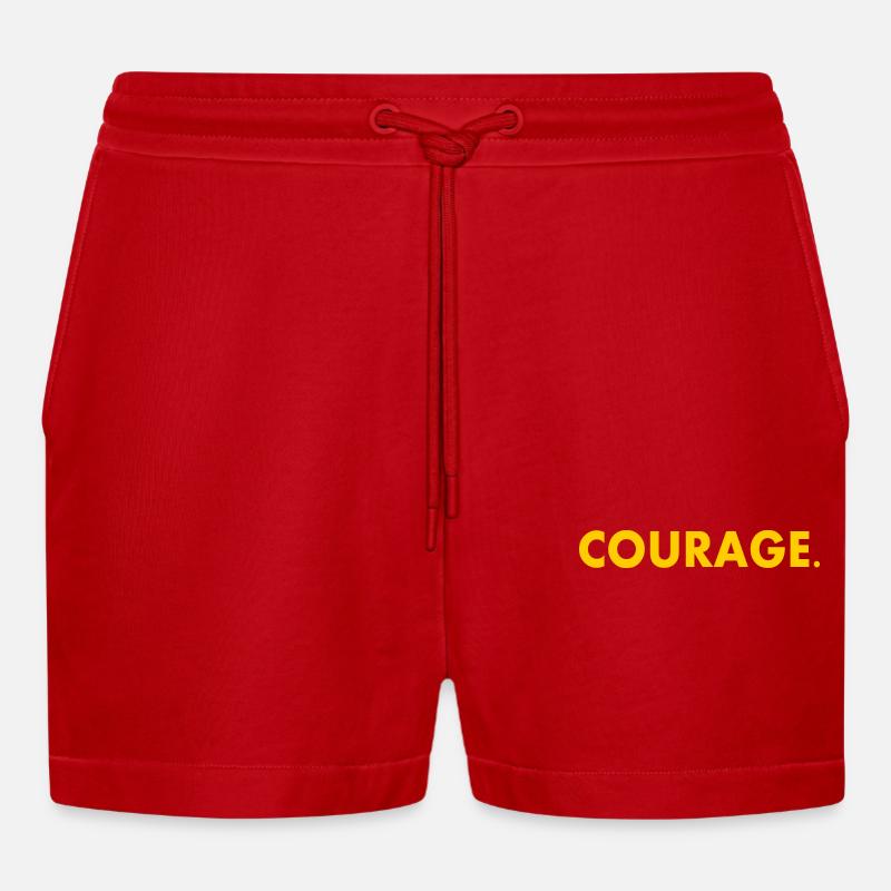 Courage - Organic Relaxed Cropped Shorts Made in EU - red
