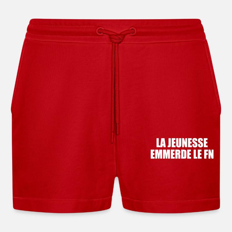 Scheiß auf den Front National - Organic Relaxed Cropped Shorts Made in EU - Rot