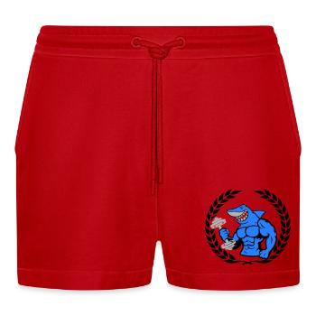shark shark bodybuilding dumbbell - Organic Relaxed Cropped Shorts Made in EU - red - Front