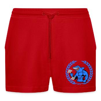 shark shark bodybuilding dumbbell - Organic Relaxed Cropped Shorts Made in EU - red - Front