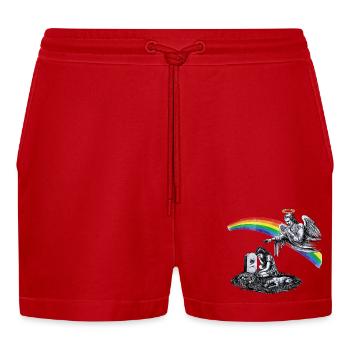Missing Dad Mourning - Organic Relaxed Cropped Shorts Made in EU - red - Front