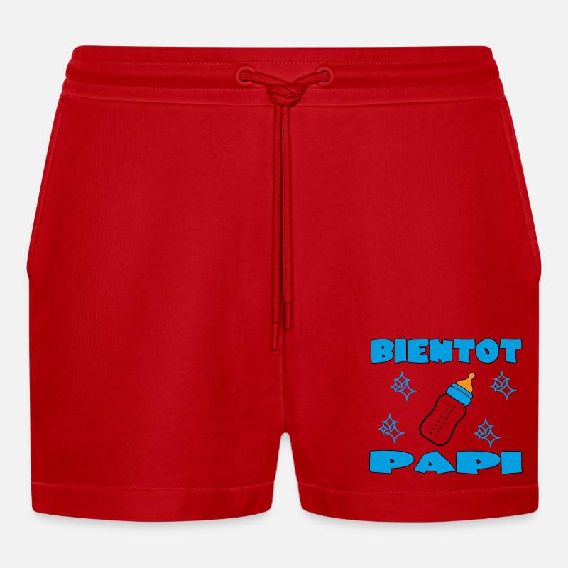 BIENTOT PAPI - Short bio décontracté court fabriqué en UE - rouge