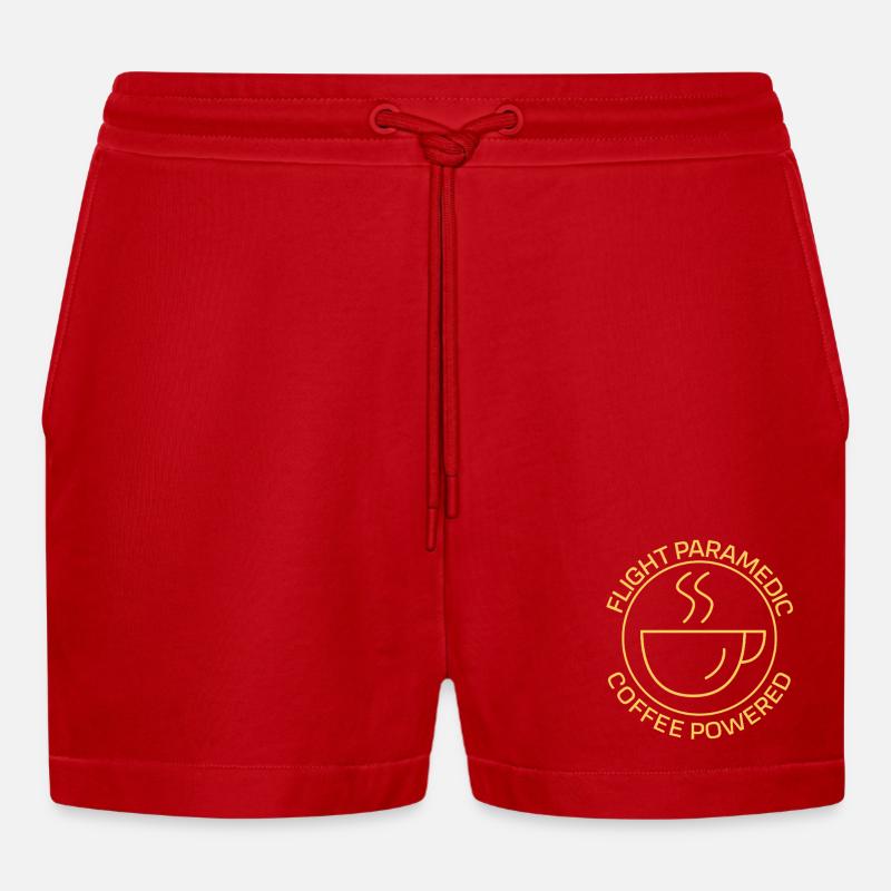 Flight Paramedic Coffee powered Luftrettung - Organic Relaxed Cropped Shorts Made in EU - Rot