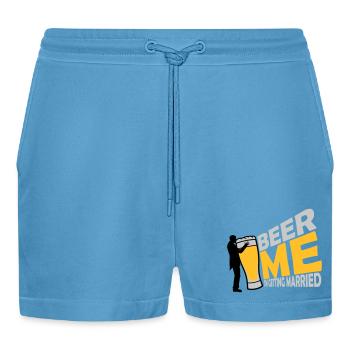 Beer Me Getting Married - Organic Relaxed Cropped Shorts Made in EU -  Sol Blue - Front