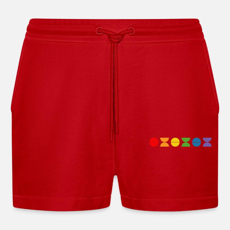 Rainbow fun - Organic Relaxed Cropped Shorts Made in EU - red