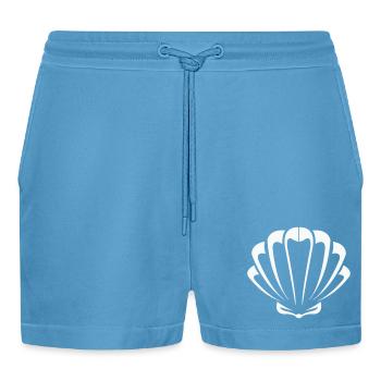shell - Organic Relaxed Cropped Shorts Made in EU -  Sol Blue - Front