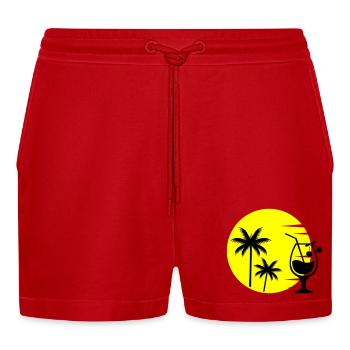 Cocktail Sunset - Organic Relaxed Cropped Shorts Made in EU - red - Front