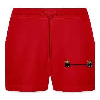 Gewichtheben Pommes Frites Bodybuilder - Organic Relaxed Cropped Shorts Made in EU - Rot - Vorne