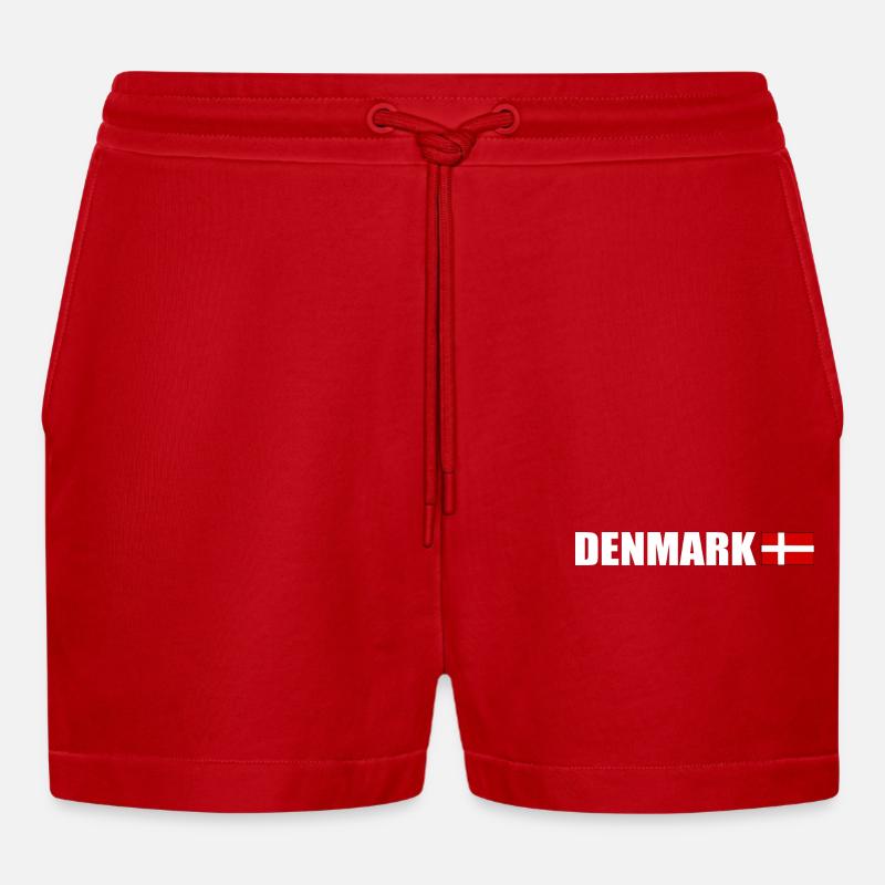 Denmark - Organic Relaxed Cropped Shorts Made in EU - red